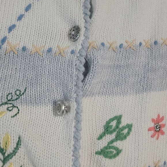 Vintage 90s Teddi Size 1x Crochet  Floral Embroidery Grandma Cardigan‎ - Picture 6 of 8